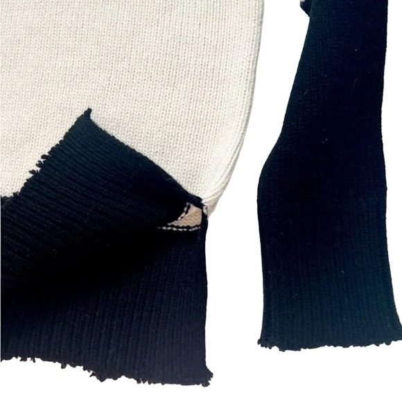 Sundry Loose Fitting White & Black Heart on Elbow Knit Sweater Sz 1 (S) NWT $195 - Picture 6 of 9